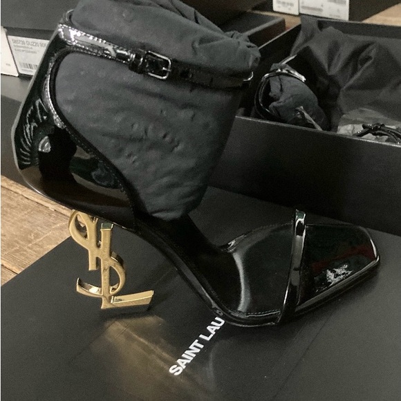 OPYUM Saint Laurent Black and Gold High Heels - Picture 1 of 1